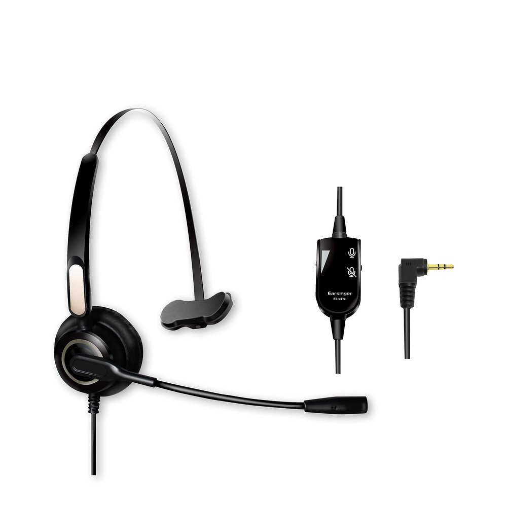 Earsinger ES-M214C 2.5mm Headset with Microphone &Volume Mute Controls, M140 M210C TCA430 Headsets with 2.5mm Jack Compatible for Polycom321 CT14 CiscoSPA303 UnidenDECTAT&T ML17929 VtechRCA
