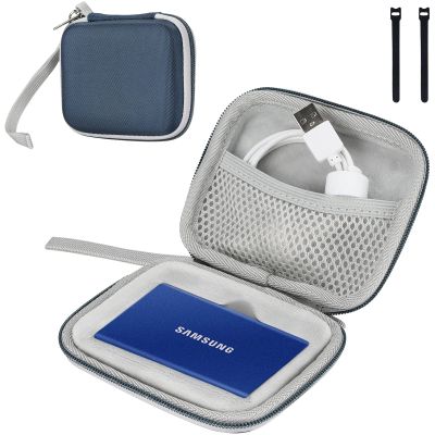 ProCase Hard Carrying Case Compatible for Samsung T7/ T7 Touch Portable SSD with 2 Cable Ties, Shockproof Travel Organizer for 500GB 1TB 2TB USB 3.2 External Solid State Drives -Navy