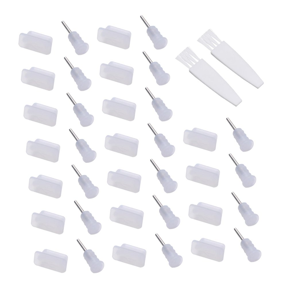 Hemobllo 20pairs Type-c Plugs and Earphone Jack Covers Cleaning Brushes for Mobile Devices Wear- and Fit for Type-c Interfaces