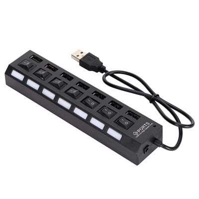 125 7-Port USB Hub Splitter,480Mbps High-Speed USB Port Expander Charging Hub,Overload Current Desktop Hub with 7 Power Independent Switches