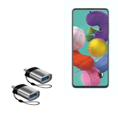 BoxWave Cable Compatible with Samsung Galaxy A51 5G - USB-C to A PortChanger (2-Pack), USB Type-C OTG USB Portable Keychain - Slate Black