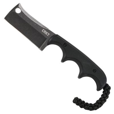 CRKT Minimalist Cleaver Outdoor Survival Fixed Blade Knife with Sheath: Stainless Steel Plain Edge Blade, G10 Handle, 2383K