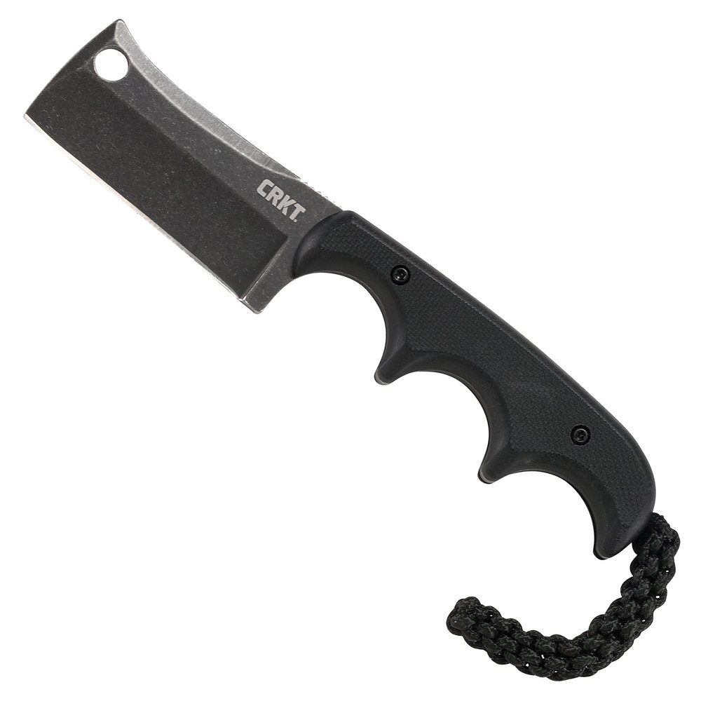 CRKT Minimalist Cleaver Outdoor Survival Fixed Blade Knife with Sheath: Stainless Steel Plain Edge Blade, G10 Handle, 2383K