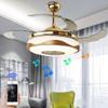 Bluetooth Ceiling Fan with Lights and Speaker, 36 inch Gold Ceiling Fan 7 Color Changing LED Invisible Retractable Fan with Remote Control 40W Chandelier Fans for Bedroom view 2