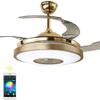 Bluetooth Ceiling Fan with Lights and Speaker, 42 inch Gold Ceiling Fan 7 Color Changing LED Invisible Retractable Fan with Remote Control 40W Chandelier Fans for Bedroom view 1