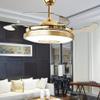 Bluetooth Ceiling Fan with Lights and Speaker, 42 inch Gold Ceiling Fan 7 Color Changing LED Invisible Retractable Fan with Remote Control 40W Chandelier Fans for Bedroom view 4