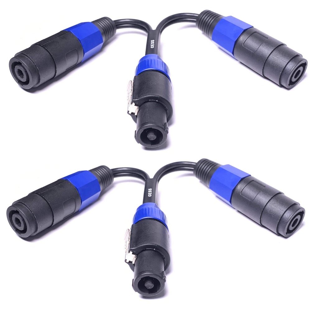 CNCESS CESS-132 Speakon Splitter Cable, Speak-on Break Out for Speaker Cable, 2 Pack (1-Male to 2-Female)
