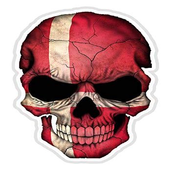 Danish Flag Skull Vinyl Decal Sticker Car Window Wall Multiple Sizes (5")