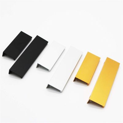 DUOER Black Silver Gold Hidden Cabinet Handles Stainless Steel Kitchen Cupboard Pulls Drawer Knobs Furniture Handle (Color : Gold 300mm)