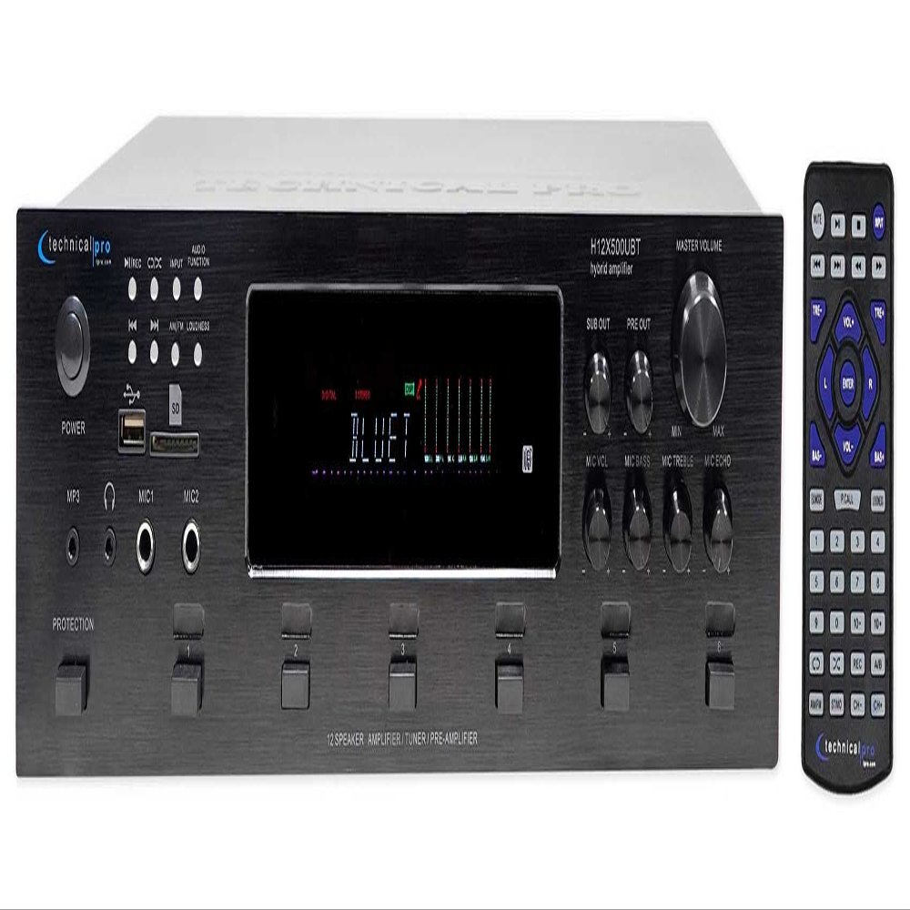 Technical Pro H12X500UBT 6000w 6-Zone 12-Speaker Home Theater Bluetooth Receiver