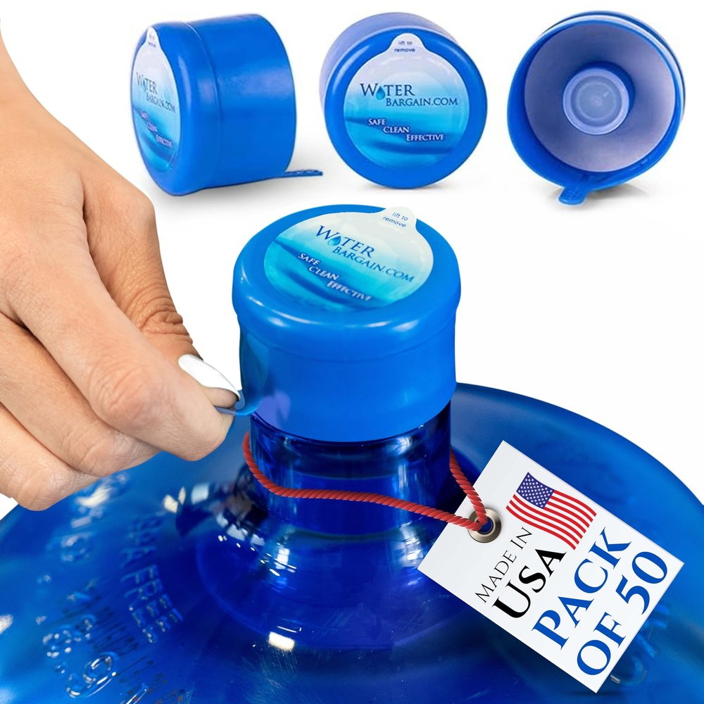 Water Bargain 3 & 5 Gallon Water Jug Caps - 50 Pack, USA Made