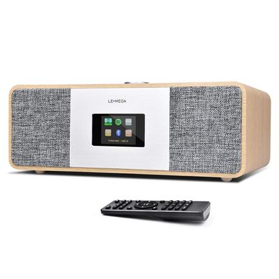 LEMEGA MSY3 Music System,WiFi Internet Radio,FM Digital Radio,Spotify Connect,Bluetooth Speaker,Stereo Sound,Wooden Box,Headphone-Out,Alarms Clock,40 Pre-Sets,Full Remote and App Control - White Oak