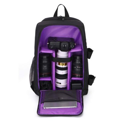 Allacki Waterproof Shockproof Camera Bag Adjustable Multifunction Backpack (Purple)