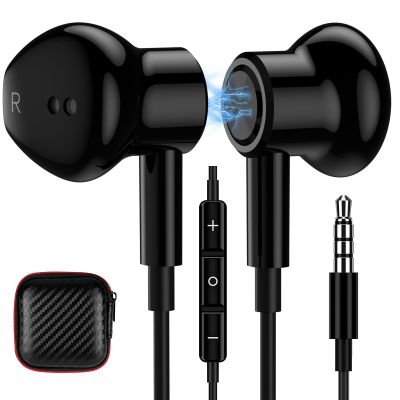 3.5mm Earbuds Noise Canceling Headphones with Microphone Magnetic in-Ear Wired 3.5mm Jack Earphone for Chormebook Moto G Stylus Power Pure for Google Pixel 4a 5a for Samsung S10 S10e A03s A14 A13 A15