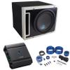 Alpine S-SB10V Loaded 10" 600w S-W10D4 Sub Enclosure Box Bundle with ALPINE S-A60M 600 Watt RMS Mono Car Audio Amplifier Subwoofer Amp Class-D and Rockville RWK41 4 Gauge Car Amp Wiring Kit (3 Items) view 1
