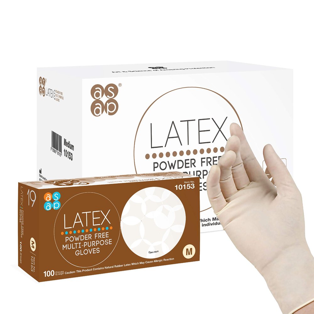 ASAP Latex Gloves Disposable Powder Free - 4 Mil, Food Safe, Kitchen & Cleaning Gloves - Durable Rubber Gloves & Esthetician Supplies (Small, 1000 Count)