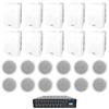 Rockville Restaurant Multi Room Audio System (10) 6.5" White Wall+12 6" Ceiling Speakers view 1
