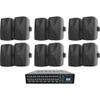 Rockville Rock Matrix 4 Bundle: 4-Zone 70V Commercial Amplifier w/Matrix Source Routing, (12) WET-7020B 5.25 in Black Indoor/Outdoor 70V Wall Speakers, for Restaurant, Office, Cafe, Bar, 13-Items view 1