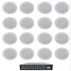 Rockville CC80T Bundle: (16) 8 in White 70V Ceiling Speakers, 50W 8-Ohm Power Handling, Rock Matrix 4 Zone 70V Commercial Amplifier with Matrix Source Routing, for Restaurants and Bars, 17-Items view 1