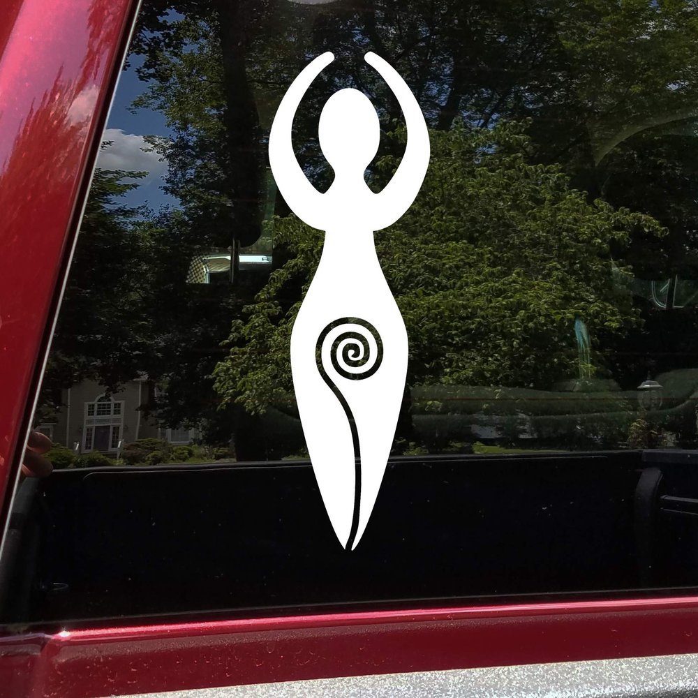 Minglewood Trading Spiral Goddess Vinyl Sticker - Divine Feminine Pagan Symbol - Die Cut Decal - 5w x 14h inches - Yellow