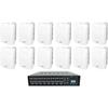 Rockville WET-6W Bundle: (12) 6.5" 70V IPX55 White Indoor/Outdoor Wall Speakers, Rock Matrix 4 Zone 70V Commercial Amplifier with Matrix Source Routing, for Restaurant/Bar, 13-Items view 1