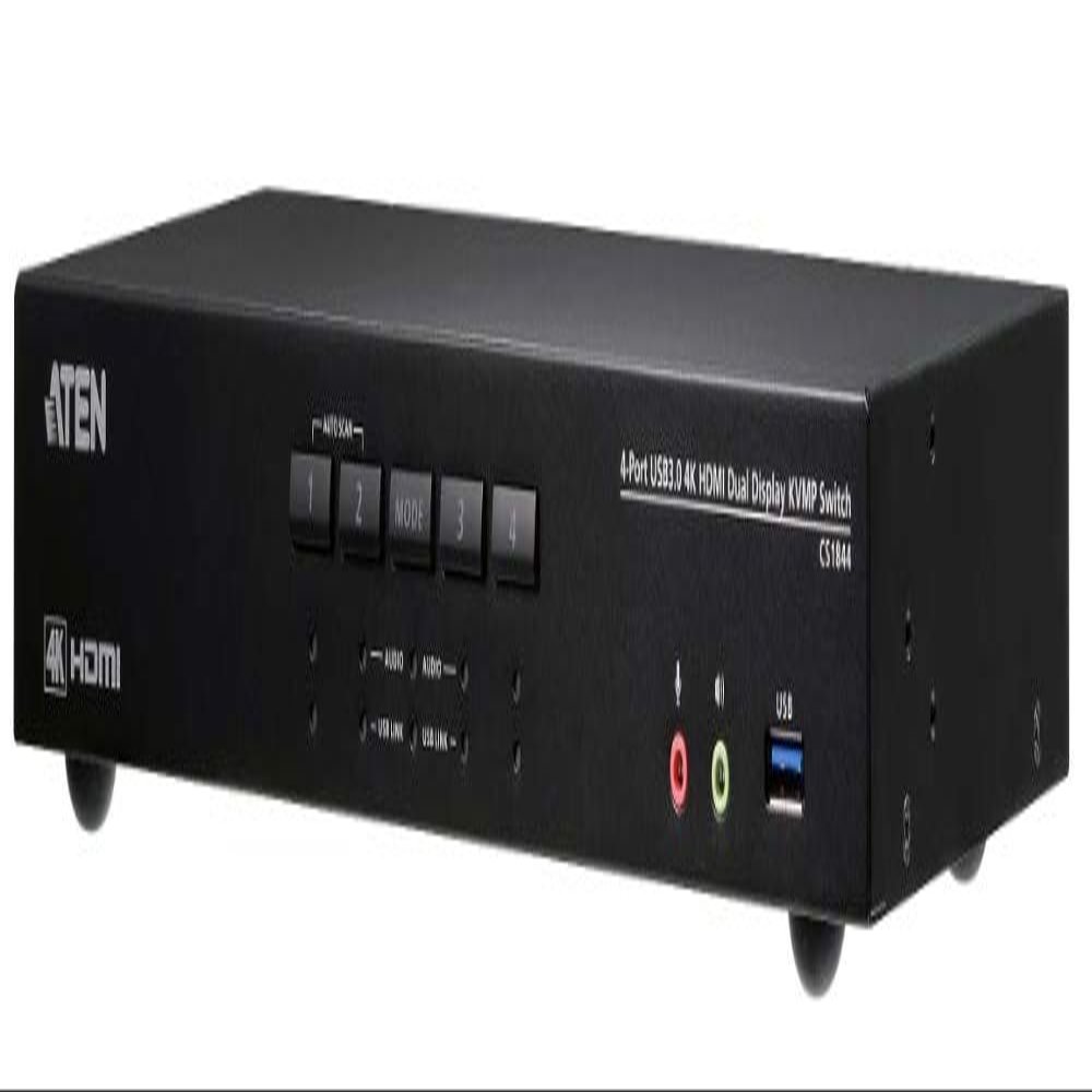 ATEN CS1844 4-Port True 4K HDMI Dual-View KVM Switch with Audio & USB 3.0 Hub