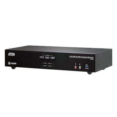 ATEN CS1842 2-Port USB 3.0 4K HDMI Dual Display KVM Switch with Audio and USB Hub Supports UHD 4K 60Hz, Hotkey Switching Multi-Device Control for Desktop Workstation
