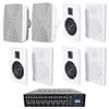 Rockville RockSlim Bundle: (6) 5.25" 240W Peak/80W RMS Per Pair Slim Wall Speakers White, (2) WET-7020W 5.25" 70V Wall Speakers, Rock Matrix 4 Zone 70V Commercial Amplifier, 9-Items view 1