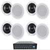 Rockville HC85 Bundle: (8) 8" 700W Peak / 240W RMS per Pair White Ceiling Home Theater Speakers 8 Ohm, Rock Matrix 4 Zone 70V Commercial Amplifier with Matrix Source Routing, 9-Items view 1