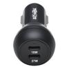 Tripp Lite USB-C Car Charger, 45W PD Charging Dual Port USB-C Car Charger, USB-C 27W, USB-C 18W, Black (U280-C02-45W-2B) view 4