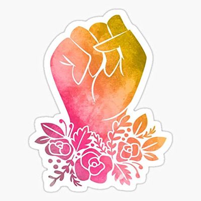 Floral Fist in Watercolor - Pack of 3 Stickers - Auto, Wall, Laptop, Cell, Truck Sticker for Windows, Cars, Trucks