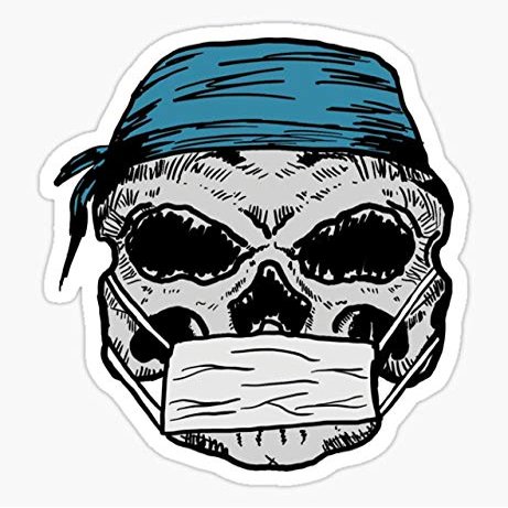 A Skull Ready for Enter in The Operating Room - Pack of 3 Stickers - Auto, Wall, Laptop, Cell, Truck Sticker for Windows, Cars, Trucks