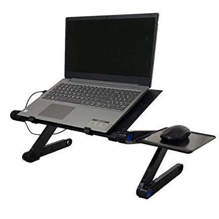 Adjustable Laptop Cooling Stand, Ergonomic Lap Desk Bed Couch Table, Laptop Stand Computer, Portable Laptop Workstation Notebook Stand Reading Holder, USB Fan, Mouse Pad, Riser Desk Table TV Bed Tray