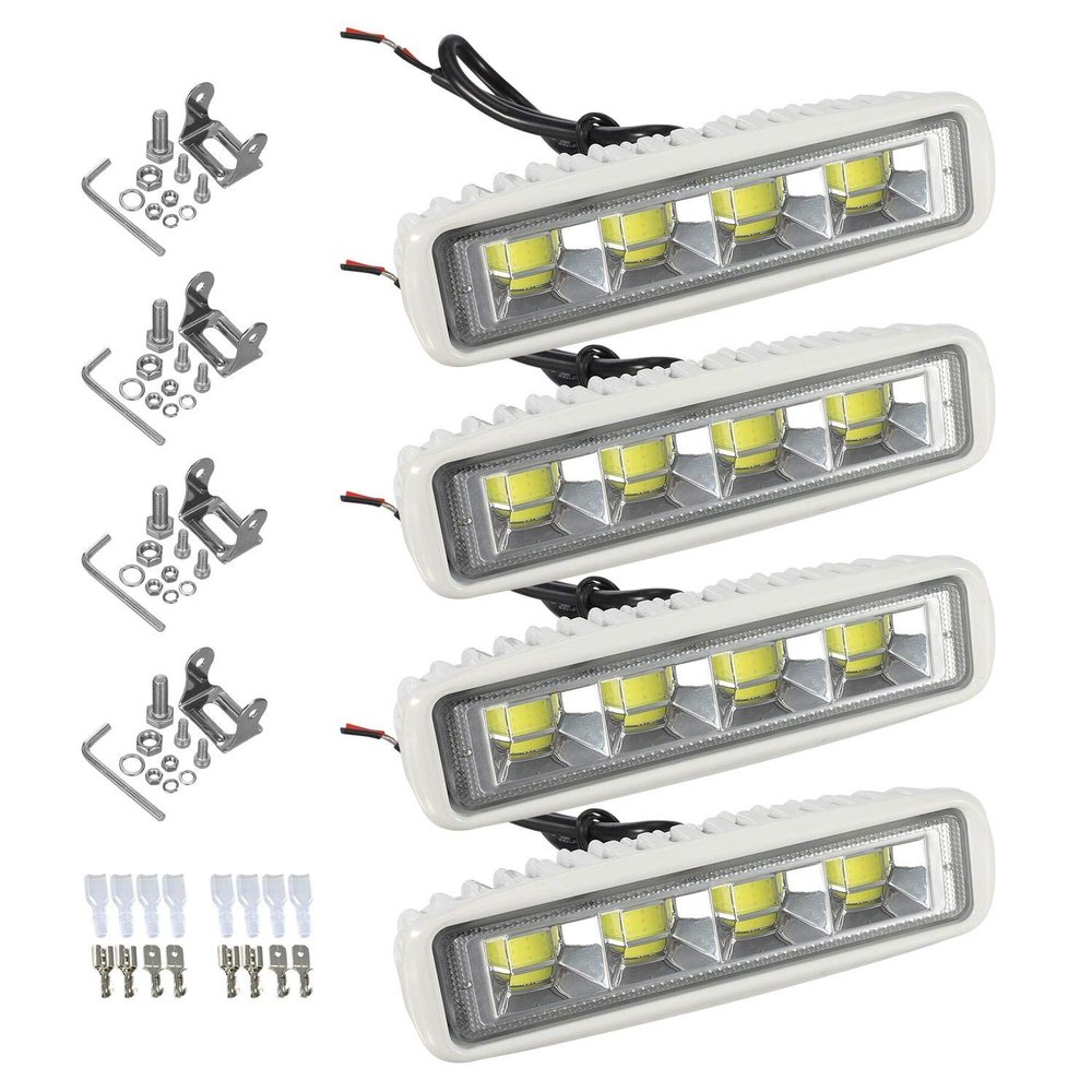 Partsam Waterproof Led Boat Lights White Beam 6.3 inch 36W IP67 Waterproof Deck Dock Marine Light 4000LMS 150Flood Light 12/24V Light Bar Aluminum Housing w/180Adjustable Mounting Bracket(2pcs/4pcs)