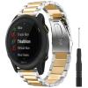 Compatible for Garmin Forerunner 745 Bands, YOUkei Stainless Steel Metal Replacemet Straps Compatible for Garmin Forerunner 745 Smartwatch (Silver-Gold) view 1