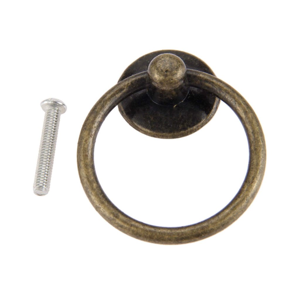 DUO ER Zinc Alloy Furniture Door Ring Pull Handle Knob Cabinet Dresser Drawer Pull Handle Antique Bronze/Black/White Jewelry Box Knob (Color : A)