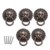 DUO ER 5pcs Antique Bronze Jewelry Box Small Handle Lion Head Furniture Cabinet Knobs and Handles Door Drawer Pull Ring Knob 29 * 37mm view 2