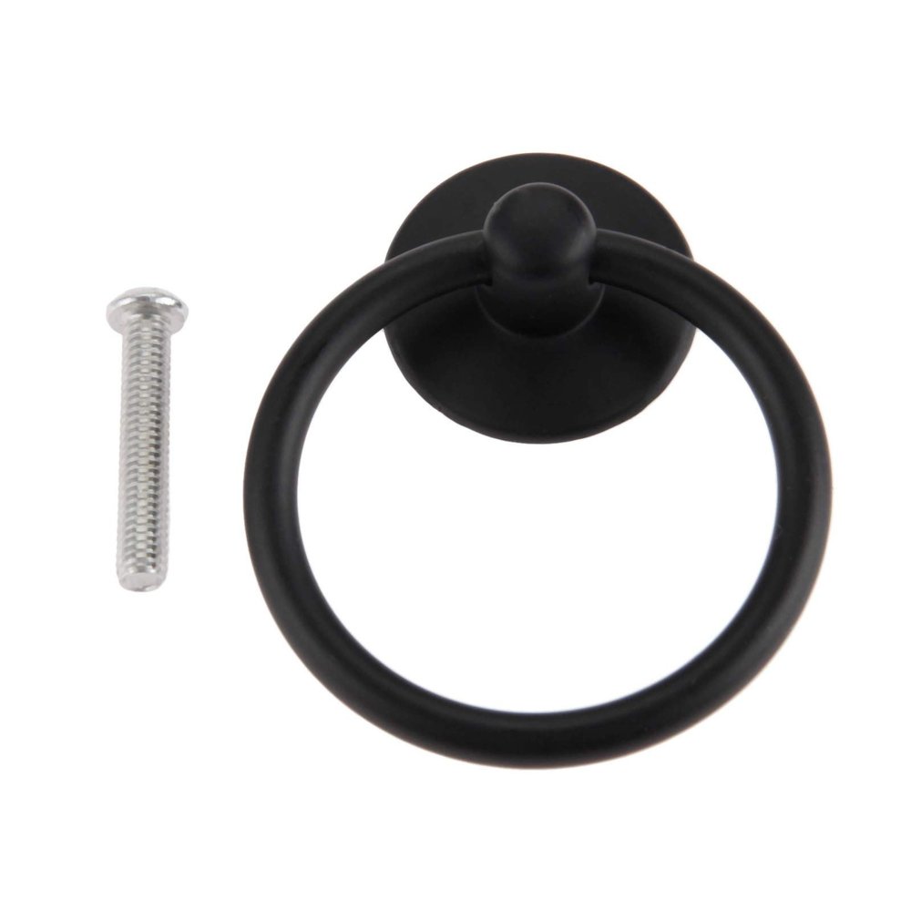 DUO ER Zinc Alloy Furniture Door Ring Pull Handle Knob Cabinet Dresser Drawer Pull Handle Antique Bronze/Black/White Jewelry Box Knob (Color : B)