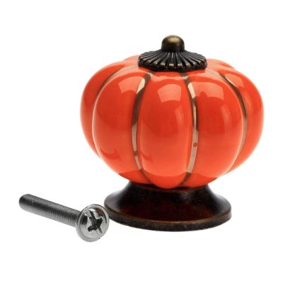 DUO ER 1pc Vintage Pumpkin Ceramic Cabinet Knobs and Handles Furniture Handles Colorful Door Knob Drawer Cupboard Kitchen Pull Handle (Color : Orange)