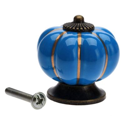 DUO ER 1pc Vintage Pumpkin Ceramic Cabinet Knobs and Handles Furniture Handles Colorful Door Knob Drawer Cupboard Kitchen Pull Handle (Color : Blue)