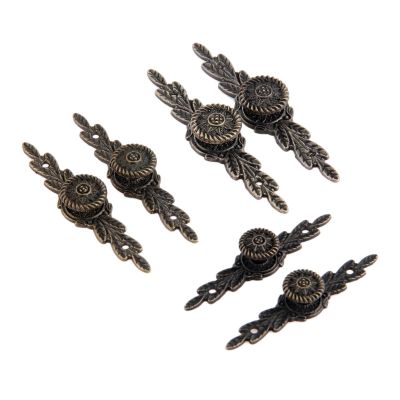 DUO ER 2pcs Antique Bronze Flower Furniture Handle Vintage Jewelry Chest Wooden Box Pull Handles Drawer Wardrobe Kitchen Door Pull Knob (Color : 48mm Hole Spacing)
