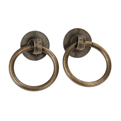 DUO ER 2pcs 40x30mm Vintage Alloy Cabinet Handles Furniture Knobs Kitchen Drawer Cupboard Chinese Ring Pull Handles for Wooden Box