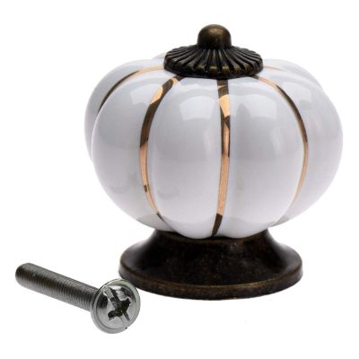 DUO ER 1pc Vintage Pumpkin Ceramic Cabinet Knobs and Handles Furniture Handles Colorful Door Knob Drawer Cupboard Kitchen Pull Handle (Color : White)