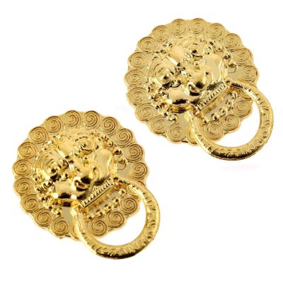 DUO ER 2pcs 29 * 24mm Gold Furniture Handle Lion Head Furniture Door Cabinet Dresser Drawer Pull Handle Knob Ring Furniture Fittings