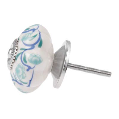 DUO ER 1pc Vintage Flower Ceramic Knob Dresser Door Knobs Zinc Alloy Base Kitchen Furniture Handle Cabinet Drawer Pulls Home Decor (Color : D)
