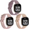 3-Pack Sport Bands Compatible with Fitbit Versa 4/Versa 3/Sense 2/Sense Band, Classic Soft Silicone Replacement Wristband Strap Accessories for Women Men(Smoke Violet/Pink/Milk Tea) view 2