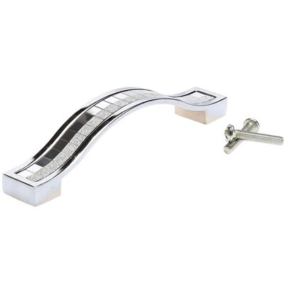 DUO ER 1pc 96/128/160mm Furniture Handle Diamond Crystal Alloy Cabinet Handle and Knob Cupboard Kitchen Wardrobe Drawer Pull Handle (Color : Silver 96mm)