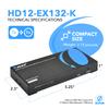 OREI 1X2 HDMI Extender Splitter Over Single CAT6/7 Cable Uncompressed 1080P with EDID - Up to 132 Ft - Loop Out - Low Latency - 1 Input 2 Output 2 Channel Transmission view 3