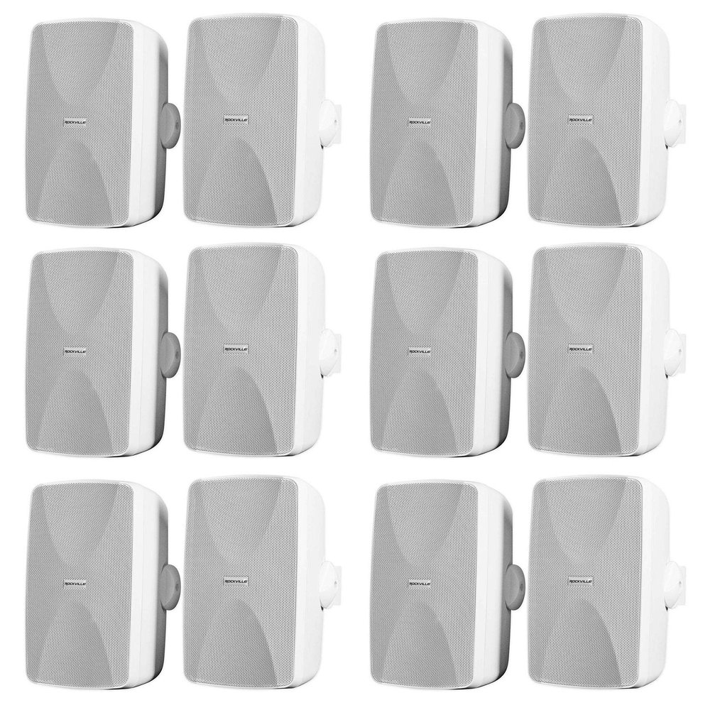 Rockville WET-7020W 5.25 in White 70V Commercial Indoor Outdoor Wall Mount Speakers, 40W RMS, Weather Resistant, for Living Room/Dining Room, 12-Piece
