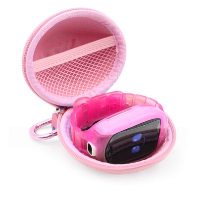 CASEMATIX Smartwatch Travel Case Compatible with Little Tikes Tobi, Tobi 2 Robot Smartwatch - Hard Case for Watch with Carabiner and Accessory Storage, Pink Case Only